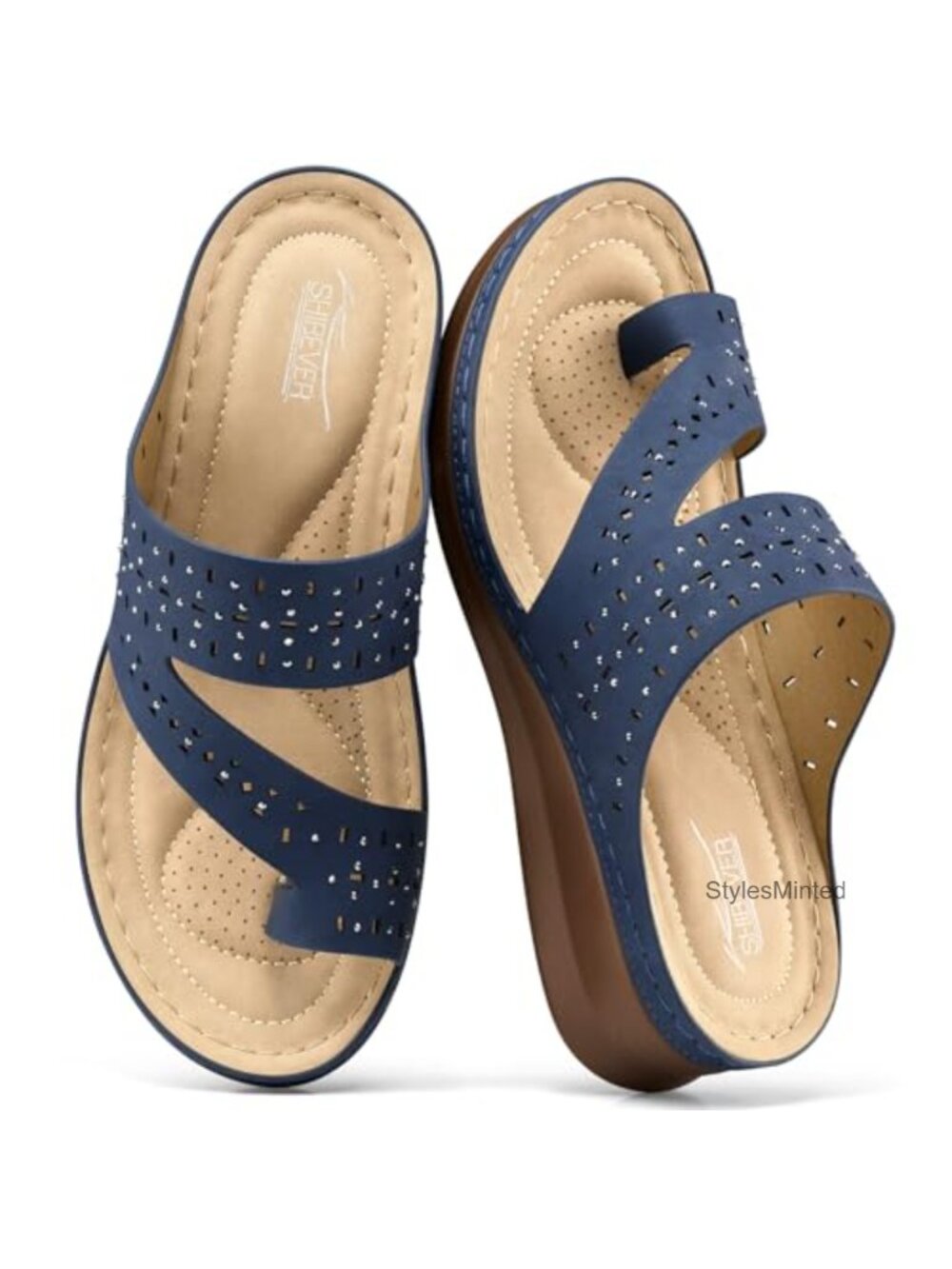 Orthopedic Wedge Sandals Faux Leather Arch Support Slip-On Dressy Summer